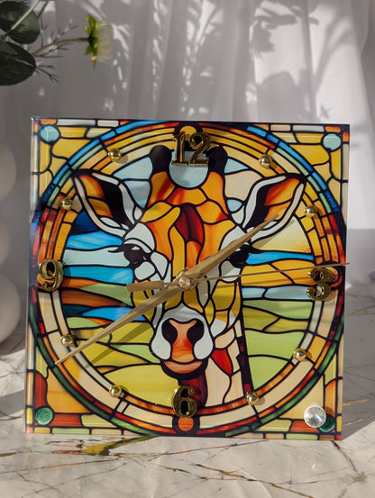 Giraffe Square Desk Clock | Wildlife Lover Clock Gift | Animal Lover Gift
