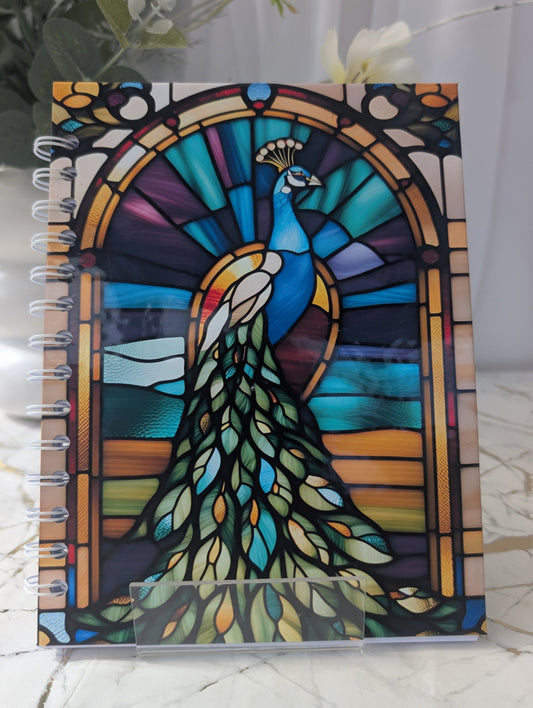 Peacock Stained Glass Style Notebook | Hand Made Peacock Lover Gift