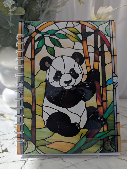 Panda Stained Glass Style Notebook | Hand Made Panda Stationery