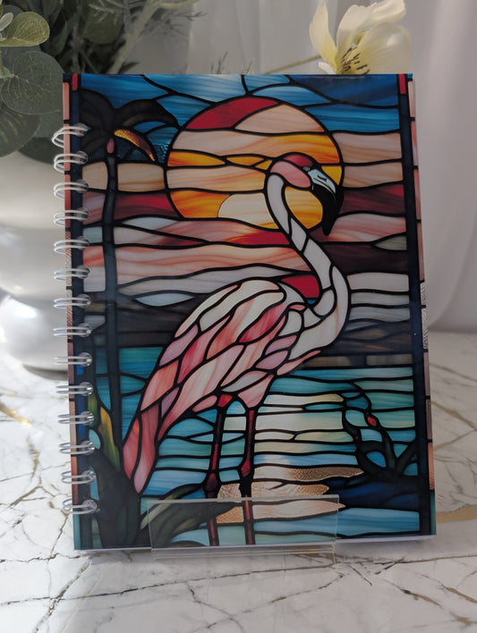 Flamingo Stained Glass Style Notebook | Hand Made Flamingo Stationery