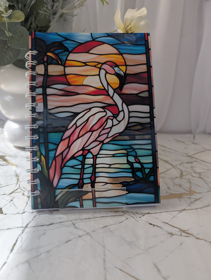 Flamingo Stained Glass Style Notebook | Hand Made Flamingo Stationery