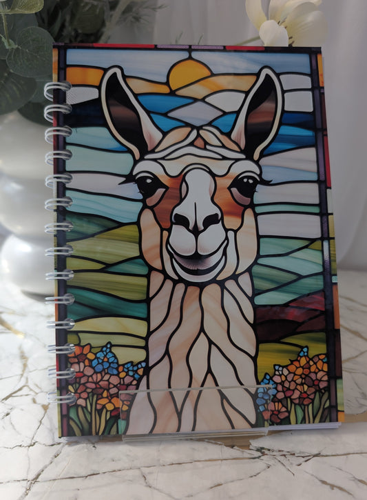 Llama Stained Glass Style Notebook | Hand Made Llama Lover Gift