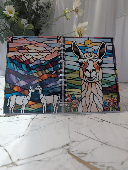 Llama Stained Glass Style Notebook | Hand Made Llama Lover Gift