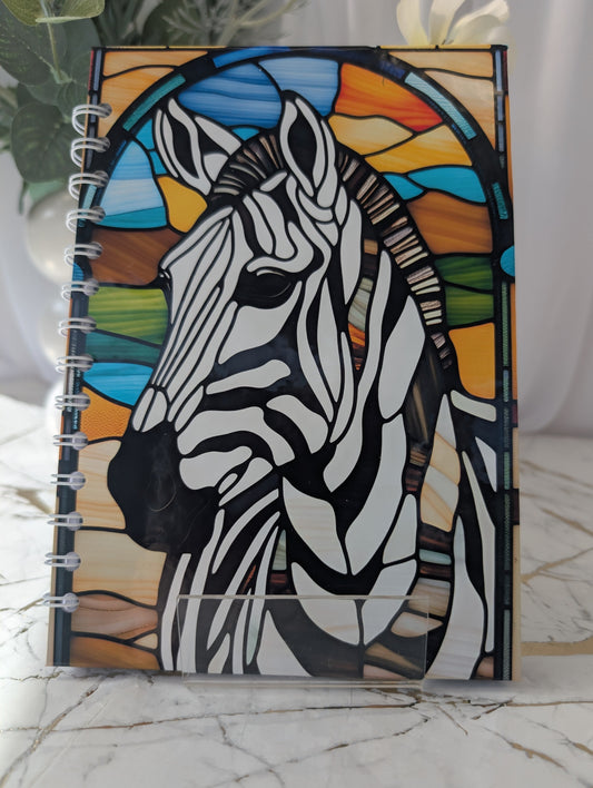 Zebra Stained Glass Style Notebook | Hand Made Zebra Lover Gift