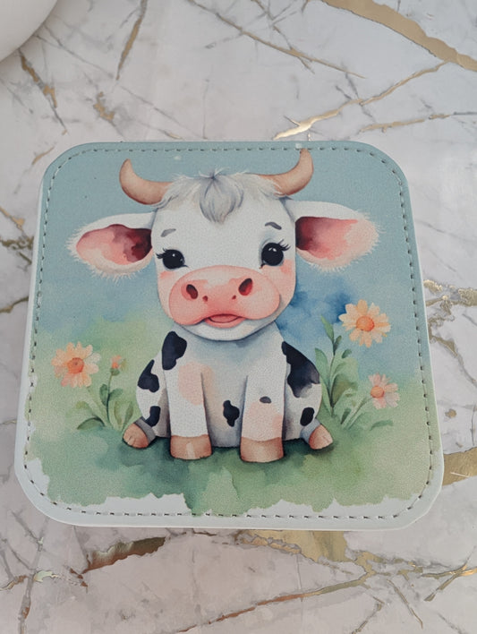 Faux leather Cute Cow Jewellery Box | Cute Jewellery Box