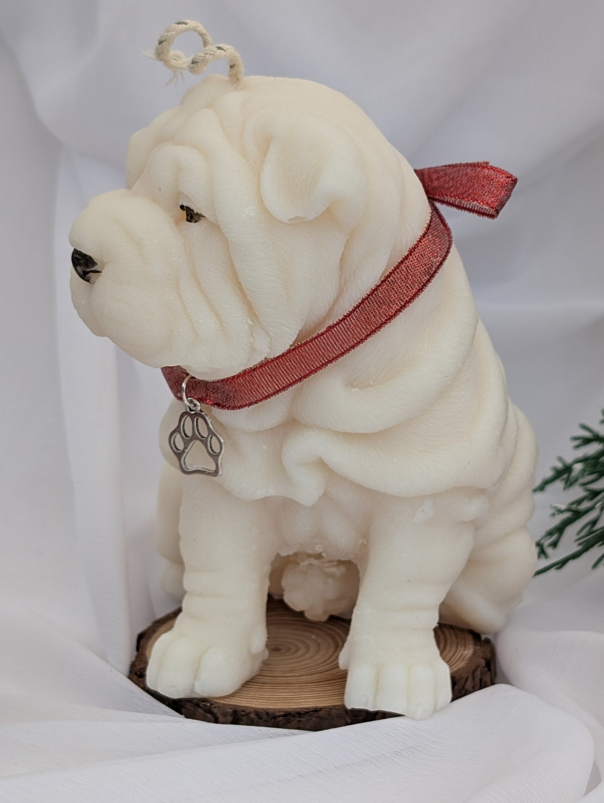 left profile of Shar Pei moulded candle