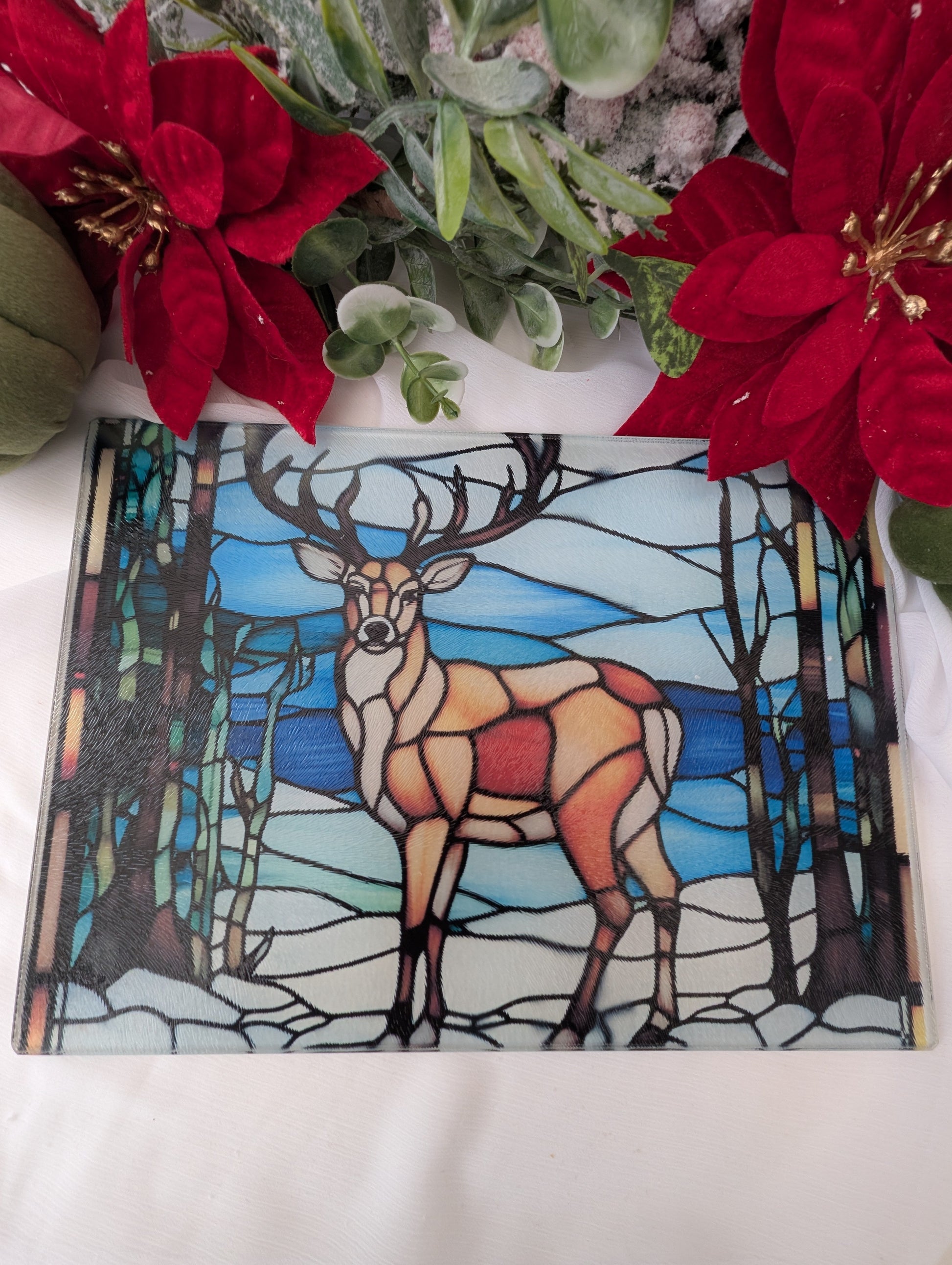 Stag Gifts | Stained glass stag design chopping board