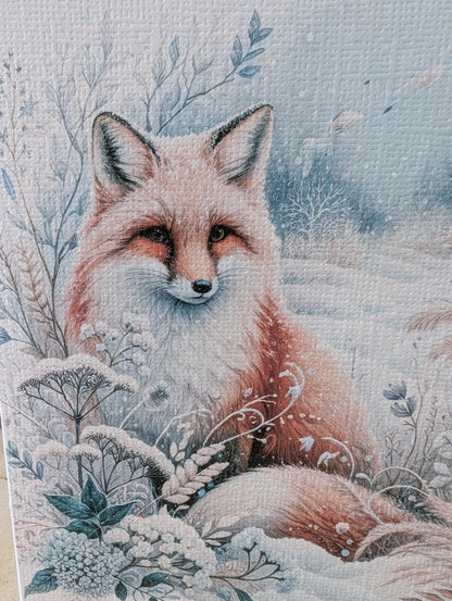 Close up detail of Fox Christmas Card by Paws and Glow