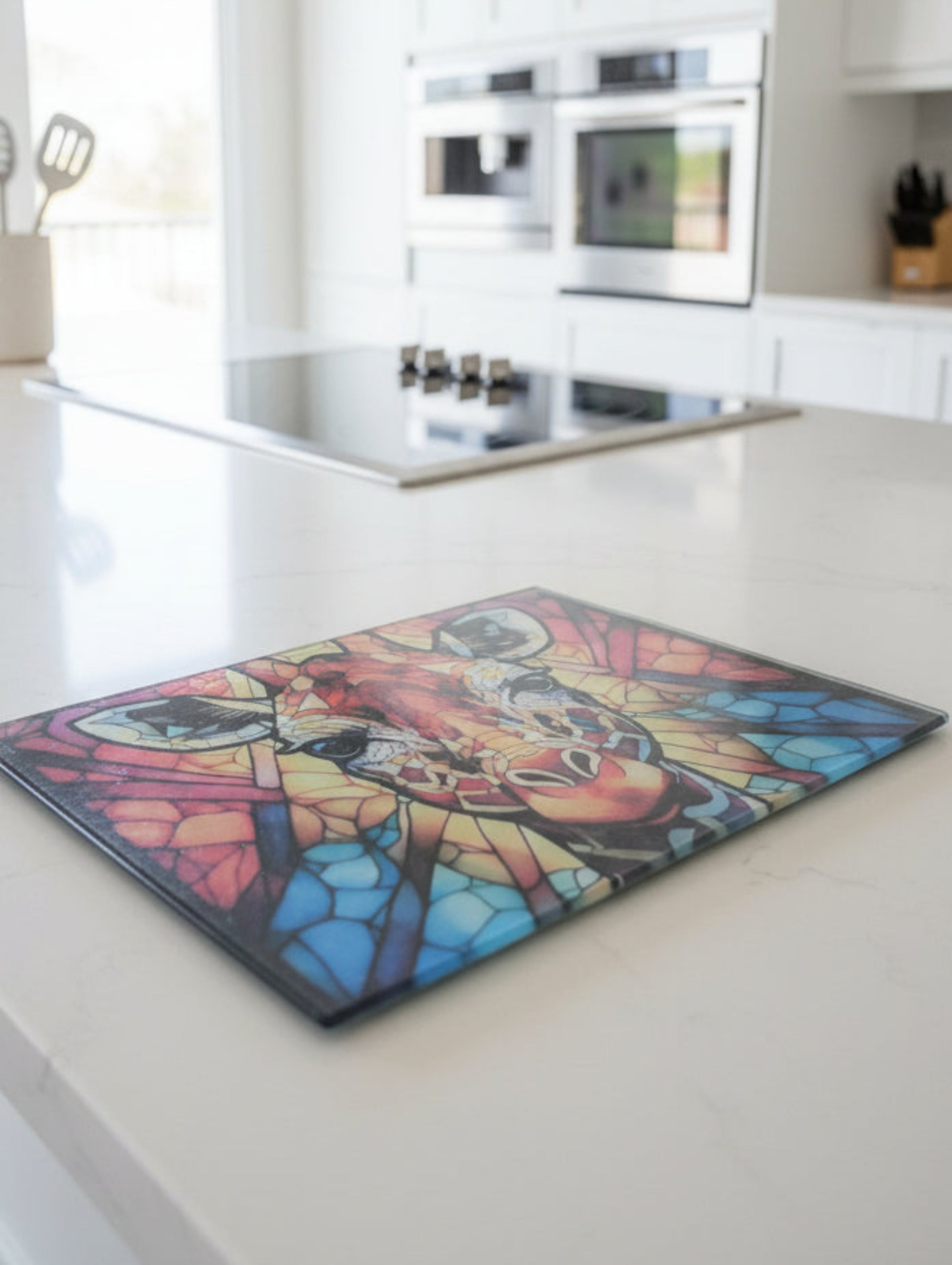 Giraffe Gift - Bright stained glass giraffe chopping board