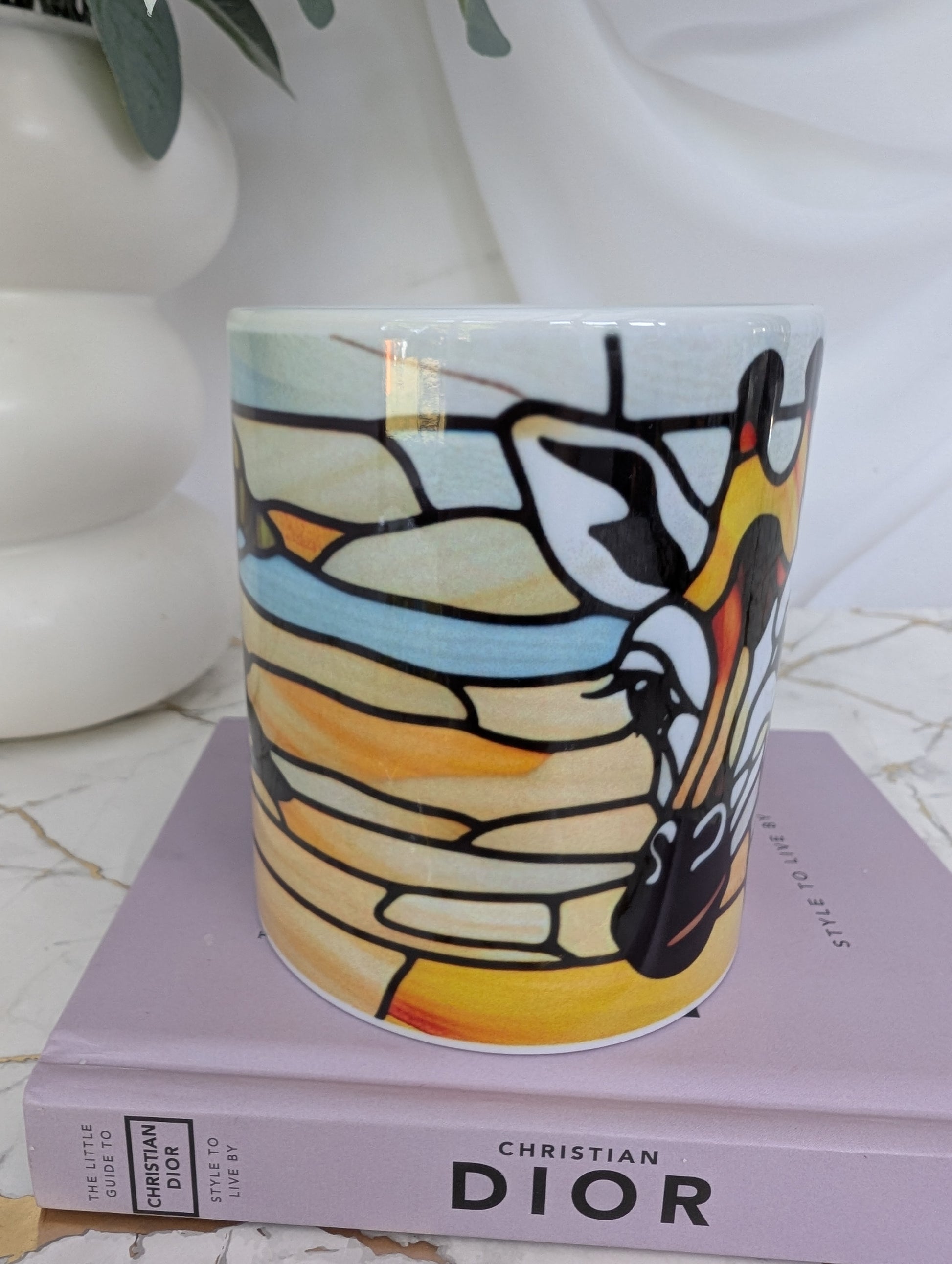 side view of giraffe mug with wrap around design.  Perfect giraffe lover gift