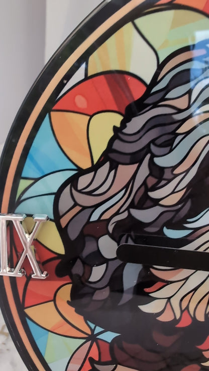 Portuguese Water Dog Stained Glass Effect Clock | Dog Lover Gift